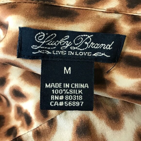 Lucky Brand Women's 100% Silk Animal Print Collared Long Sleeves Shirt Size M - Picture 5 of 9